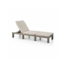 Transat Bain de soleil - Allibert by KETER - DAYTONA - en résine imitation rotin tressé - coussin - dossier réglable - cappuccino