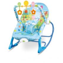 Transat pour bébé Éléphant Bleu,Chaise à bascule électrique pour bébé,Vibrations apaisantes,Arche de Jeu avec 3 Jouets Confortable,À partir de la