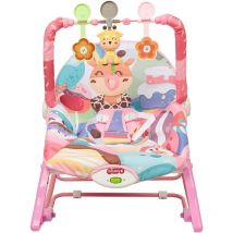 Transat pour bébé Faon rose,Chaise à bascule électrique pour bébé,Vibrations apaisantes,Arche de Jeu avec 3 Jouets Confortable,À partir de la