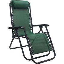Chaise longue pliable zéro gravité en textilène vert peu encombrant