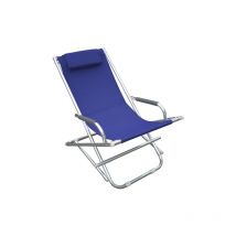 Salone - Transat tubulaire Playa en aluminium et tissu textile'ne bleu pour bain de soleil et piscine exte'rieure