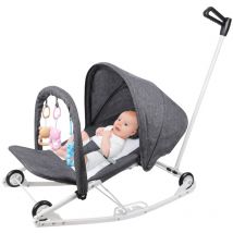 Skecten - Transat/Poussette Bébé 2 en 1, avec Arche de Jeux et Têtière, Dossier Réglable sur 3 Positions, 4 Réglages de Vitesse, Pliage Compact 0-6