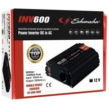 Convertisseur de tension – 600W – Tension sortie 230V – Puissance 1200W – SCHUMACHER