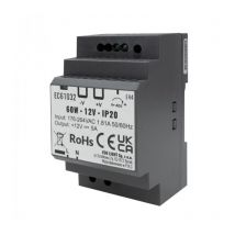 Transformateur led pour rail din premium 12V 60W IP20 noir Eco Light
