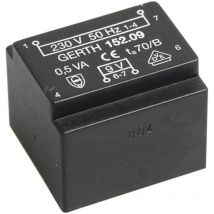 Gerth - PT200901 Transformateur pour circuits imprimés 1 x 230 v 1 x 9 v/ac 0.50 va 55 mA