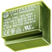 Spk 02215 Transformateur Pour Circuits Imprimés 1 X 230 V 1 X 15 V/ac 2.2 Va 147 Ma S38032 - Spitznagel