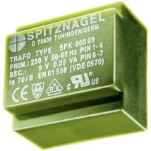 Spitznagel - spk 02215 Transformateur pour circuits imprimés 1 x 230 v 1 x 15 v/ac 2.2 va 147 mA S38032