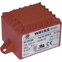 85/361 Transformateur pour circuits imprimés 1 x 230 v 1 x 9 v/ac 5 va 556 mA - Weiss Elektrotechnik