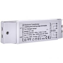 Trasformatore alogeno ET-150 230/12V/50-150W, protezione da sovraccarico, fusibile termico, non dimmerabile, 160 x 46 x 30 mm - Transmedia