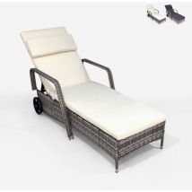 Beach And Garden Design - Transat de jardin et piscine en rotin avec roues et accoudoirs Kanani - Blanc