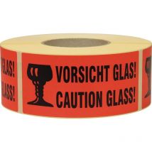 Transpak - tiquette d'information attention verre longueur 145 mm, largeur 70 mm rouge