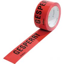 Ruban adhésif d'avertissement en PP bloqué longueur 66 m, largeur 50 mm rouge