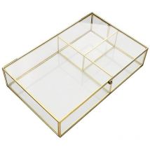 Boîte à bijoux en verre transparent, organisateur de bijoux, support de table, organisateur de maquillage, anti-poussière