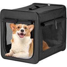Fudajo - Bolsa de transporte Plegable Negra mascotas perro gato, talla m (58x46x53 cm), con cojín