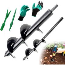 Trapano a coclea da giardino 2 pezzi, ø 80 mm × 300 mm + trapano a spirale da giardino ø 40 mm × 220 mm, pratico strumento per piantare per praticare