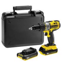 Grecoshop - Trapano avvitatore a batteria c/percussione 18V Litio c/batteria di riserva in valigetta Stanley - FMC625D2