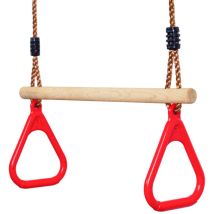 Leogreen - Trapèze En Bois, Balancoire Exterieur Pour Enfant, Jeux Jardin Extérieur Intérieur, Rouge