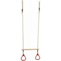 Kangui - Trapèze balançoire en bois avec anneaux de gymnastique pour enfant pour structure de jeux