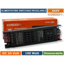 Kosoom Sa03 Alimentatore Trasformatore Slim Metallico Stabilizzato Switching Dimmerabile 220v-24v 6.25a 150 Watt Colore Nero Ip20