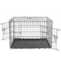 Trasportino per cani con maniglia per trasporto 2 porte Griglia metallica 106 × 76 × 71 cm Nero