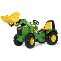 Rolly Toys - Trattore a pedali John Deere rollyX-Trac Premium incl. caricatore rollyTrac (cambio a due velocità, freno a mano, per bambini 3-10 anni,