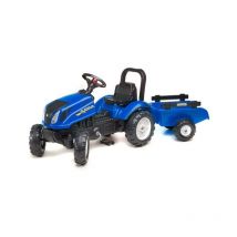 Falk - Trattore Cavalcabile New Holland T6 con Rimorchio