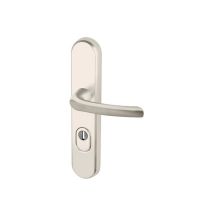 Normbau - Türdrücker seku 2 - Geschirmt aus massivem Aluminium - 7 mm Vierkant, Achsabstand 70 mm - Edelstahl - 3006020000