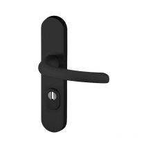 Normbau - Türdrücker seku 2 - Geschirmt aus massivem Aluminium - 7 mm Vierkant Achsabstand 70 mm - Schwarz gebürstet - 3006030000