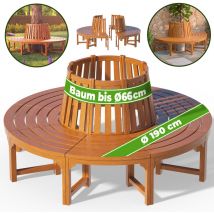 CASARIA 190cm Circular Tree Bench with Backrest Weatherproof FSC -Certified Pre-Oiled Eucalyptus Wood Round Wooden Garden Seating Decorative Outdoor