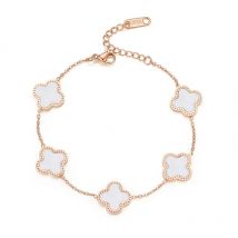 Trèfle à Quatre Feuilles - Bracelet Acier Inoxydable Réversible(blanc)