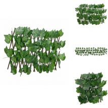 Treillis de feuille de vigne artificiel extensible 180x20 cm - Clôture Fleurie - Trellis Végétal - Décoration Murale Extérieure - Privacy Screen