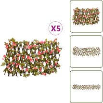 Treillis de lierre artificiel extensible 5 pcs 180x20 cm - Clôture Artificielle - Trellis De Lierre - Écran De Lierre - Intimité Jardin - Décoration