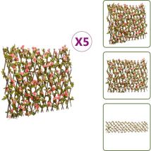 Treillis de lierre artificiel extensible 5 pcs 180x60 cm - Clôture Artificielle - Trellis De Lierre - Écran De Lierre - Intimité Jardin - Decoration