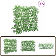 Treillis de lierre artificiel extensible 5 pcs vert 180x65 cm - Clôture Artificielle - Trellis De Lierre - Écran De Lierre - Intimité Jardin