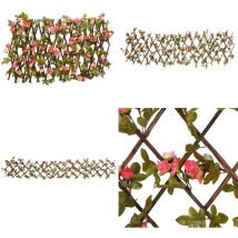 Treillis de lierre artificiel extensible rose foncé 180x20 cm - Clôture Artificielle - Trellis De Lierre - Écran De Lierre - Intimité Jardin