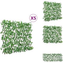 Treillis de lierre artificiel extensible vert 5 pcs 186x30 cm - Clôture Artificielle - Trellis De Lierre - Écran De Lierre - Intimité Jardin