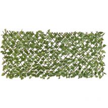Treillis de jardin avec feuilles vertes de laurier 90x180 cm Nature