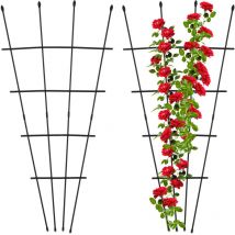 Tuteur à tomates, lot pratique de 2, h x l : env. 122 x 59 cm, acier et plastique, noir - Relaxdays