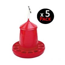 Lot de 5 Tremi Plastique Volailles rouge 2 Kg pour poulets, sans pieds, 25x25x34cm Plastique résistant Rouge