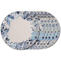 Trend - Assiette Plate Jardin Bleu 27 Cm (lot De 6)