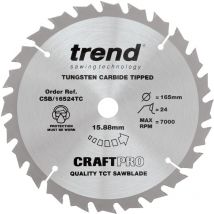 165mm Craft Saw Blade 16mm Bore 24T Thin Kerf Cordless Circular Saw Blade - Trend