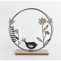 Aufsteller Holz mit Vogel und Blumen 29 x 6 x 30 cm Figuren - Trendline