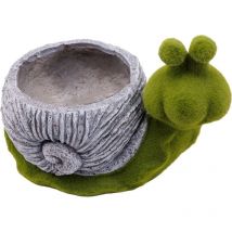 TrendLine Deko Pflanztopf Schnecke 36,5 x 23,5 x 26 cm grau grün Gartenfiguren