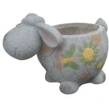 TrendLine Dekofigur Pflanztopf Hund aus Magnesia grau/bunt Maße: 33,5x23x21cm