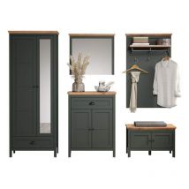 Stanton Garderobenmöbel Set grün, Eiche dekor.