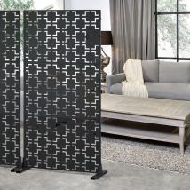 Trennwand Basciano verzinkter Stahl 180x90 cm Schwarz [ Casa.pro