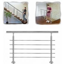 Yardin - Treppengeländer Edelstahl Handlauf Geländer, Edelstahlgeländer Innen und Außen für Treppen Brüstung Garten Balkon (150cm, 5 Querstäbe) Silber