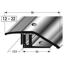 Ausgleichsprofil / Anpassungsprofil Laminat 'Halifax' Höhe 12 x22 mm, 50 mm breit, 3-teilig, Aluminium eloxiert, gebohrt, Flex-silber-900
