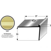 Treppenkante 'Aulla' / Treppenkantenprofil / Winkelprofil, konfigurierbar, Breite: 37 mm, Höhe: 10-40 mm, Einfasshöhe 2-7 mm aus Aluminium eloxiert,