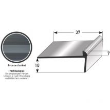 Treppenkante 'Aulla' / Treppenkantenprofil / Winkelprofil, konfigurierbar, Breite: 37 mm, Höhe: 10-40 mm, Einfasshöhe 2-7 mm aus Aluminium eloxiert,
